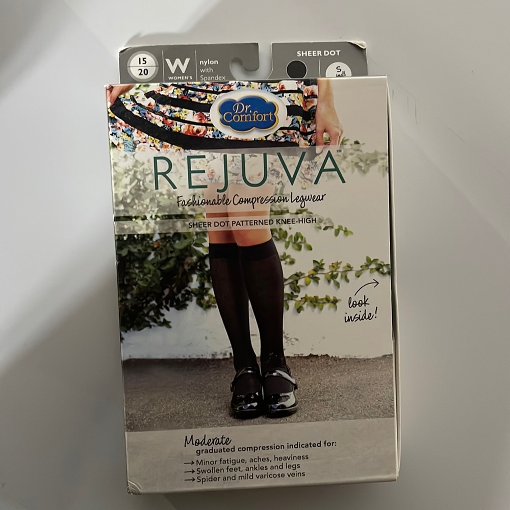 Rejuva sheer dot knee-high compression stockings